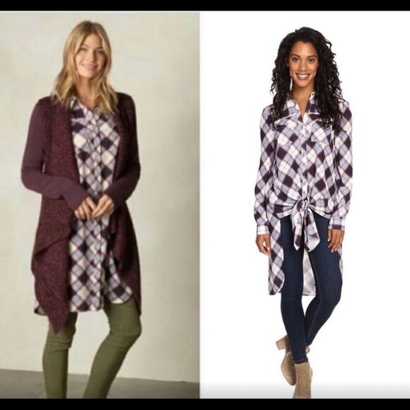 Prana Flint Plaid Maxi Shirt sz S NWT - Picture 2 of 9